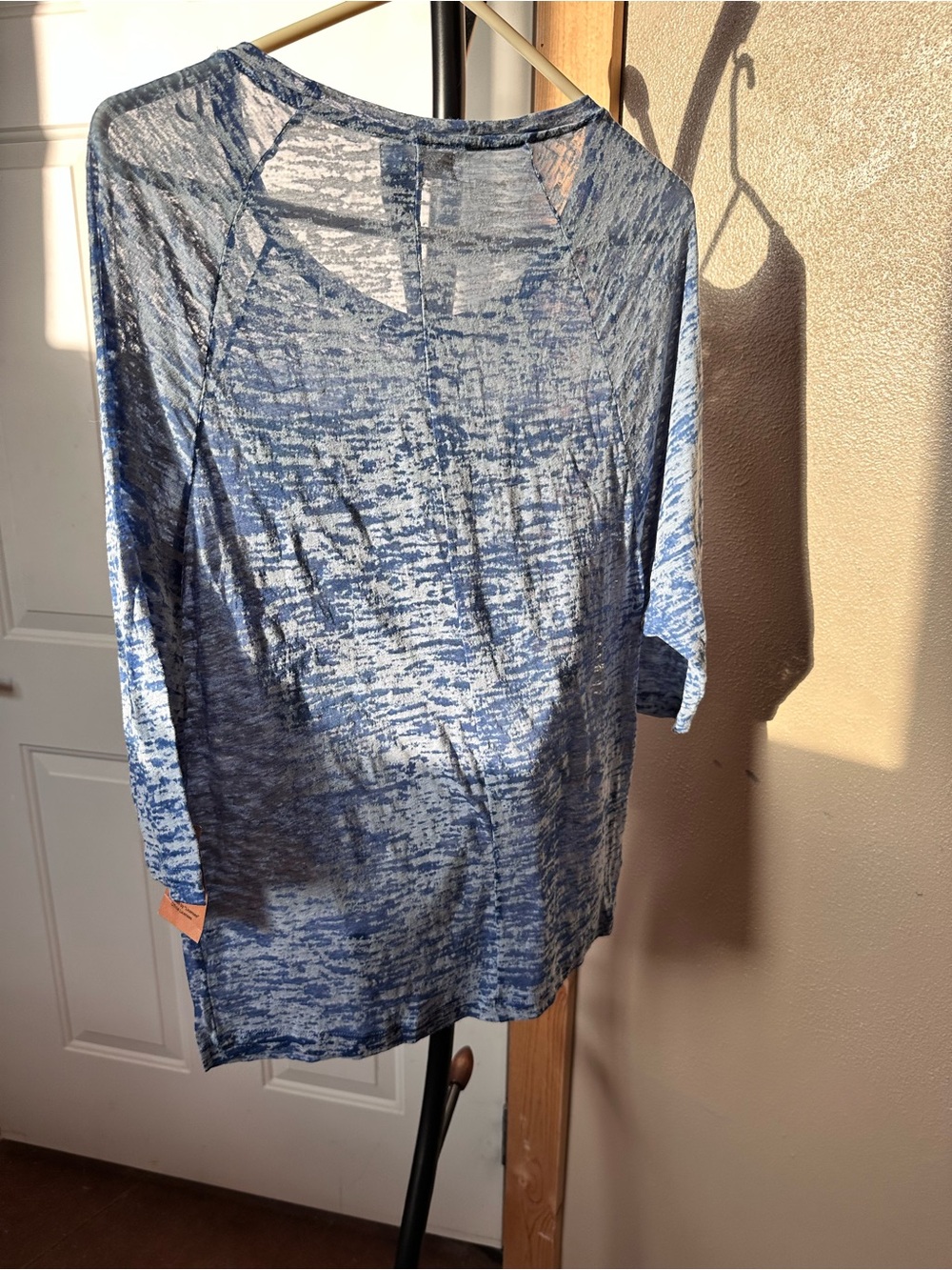 Boho Blue Doors Graphic Burn Out T Shirt - Picture 6 of 6